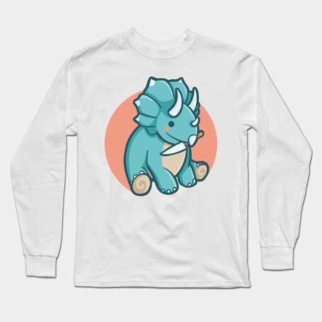 Cute but dangerous Triceratops, Dino, Dinosaur Long Sleeve T-Shirt by hugadino